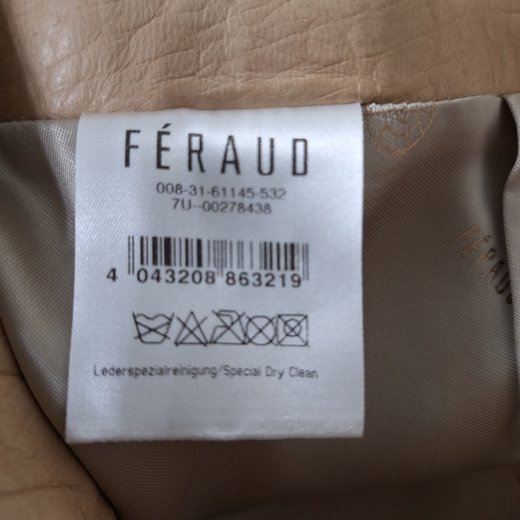 Louis Feraud Camel Quiet Luxury Lamb Leather Back Zip Pencil Skirt Size 4 - Picture 9 of 12